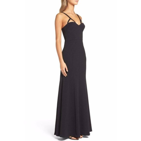 Vera Wang Dresses & Skirts - Vera Wang Strappy Cut-Out Deep V Jersey Gown Dress